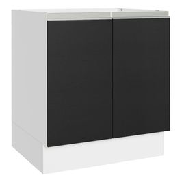 Balcão Cozinha 70 x 60 cm 2 Portas (Sem Tampo) Branco/Preto Glamy Madesa