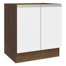 Balcão Cozinha 70 x 60 cm 2 Portas (Sem Tampo) Rustic/Branco Glamy Madesa