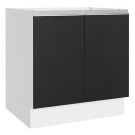Balcão Cozinha 80 x 60 cm 2 Portas (Sem Tampo) Branco/Preto Glamy Madesa