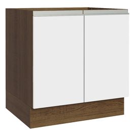 Balcão Cozinha 80 x 60 cm 2 Portas (Sem Tampo) Rustic/Branco Glamy Madesa