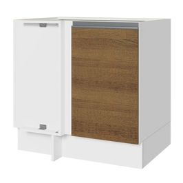 Balcão Cozinha de Canto 1 Porta 60 cm Profundidade (Sem Tampo) Branco/Rustic Glamy Madesa