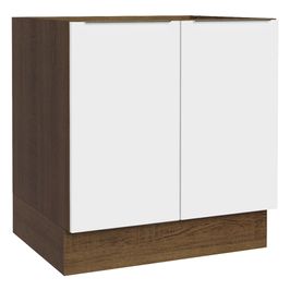 Balcão Cozinha 80 x 60 cm 2 Portas (Sem Tampo) Rustic/Branco Stella Madesa