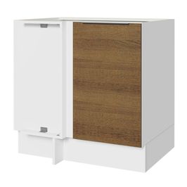 Balcão Cozinha de Canto 1 Porta 60 cm Profundidade (Sem Tampo) Branco/Rustic Stella Madesa