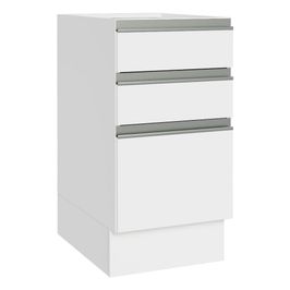 Balcão Cozinha 40 x 60 cm 3 Gavetas (Sem Tampo) Branco Glamy Madesa