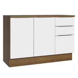 Balcão Cozinha 2 Portas e 3 Gavetas (Com Tampo) Rustic/Branco Stella Madesa