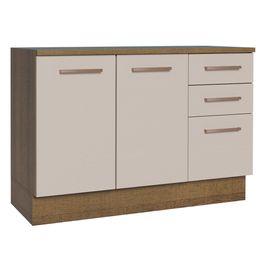 Balcão Cozinha 2 Portas e 3 Gavetas (Com Tampo) Rustic/Crema Agata Madesa