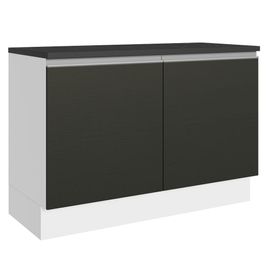 Balcão Cozinha 100% MDF 120 cm 2 Portas Branco/Preto Acordes Madesa