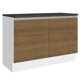 Balcão Cozinha 100% MDF 120 cm 2 Portas Branco/Rustic Acordes Madesa