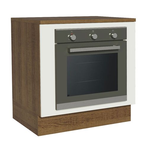 Balcão para Forno de Embutir 80 x 60 cm Com Tampo Rustic/Branco Agata, Glamy, Lux, Stella Madesa