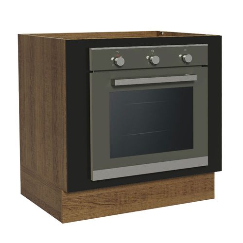 Balcão para Forno de Embutir 80 x 60 cm Sem Tampo Rustic/Preto Agata, Glamy, Madesa