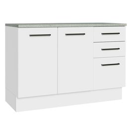 Balcão Cozinha 120 x 60 cm 2 Portas e 3 Gavetas (Com Tampo) Branco Agata Madesa