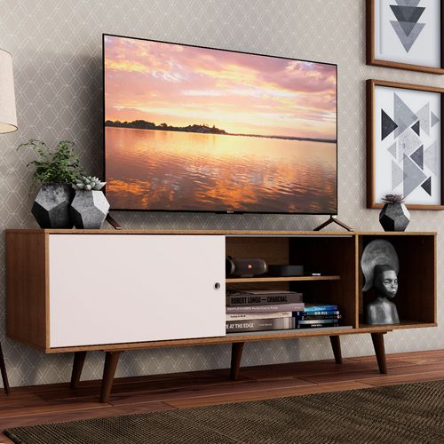 Rack Madesa Dubai para TV até 65 Polegadas com Pés Rustic/Branco 6E5Z