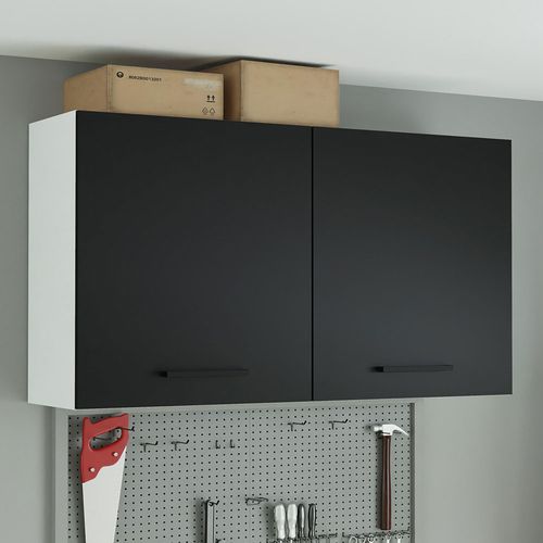 Armário Aéreo Multiuso 120cm 2 Portas Branco/Preto Agata Madesa