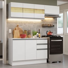 Armário de Cozinha Compacta 100% MDF 180cm Branco Smart Madesa 02