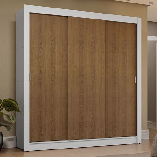 Guarda-Roupa Casal 3 Portas de Correr Branco/Rustic Sublime Plus Madesa
