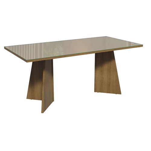 Mesa de Jantar Retangular com Tampo de Vidro Rustic/Crema 5388 Madesa