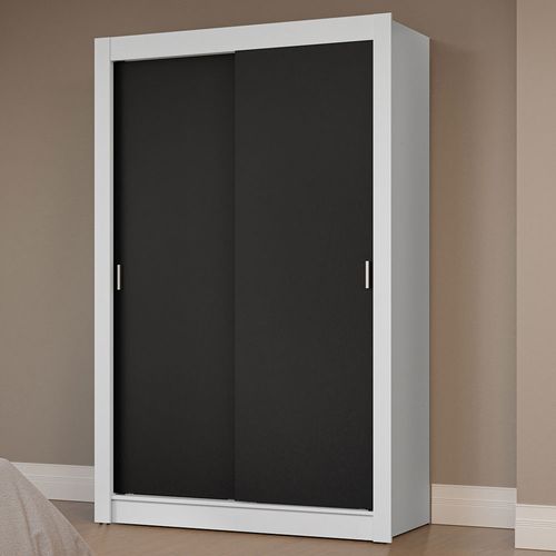 Guarda-Roupa Solteiro 2 Portas de Correr Branco/Preto Milano Madesa