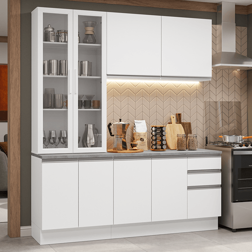 Armário de Cozinha Compacta 190cm Branco Glamy Madesa 05