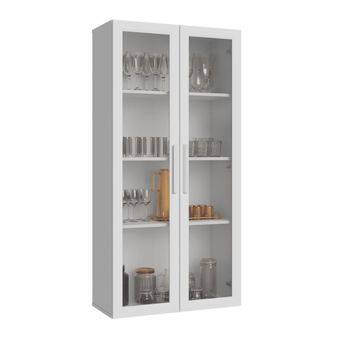 Módulo Cristaleira 70 cm 2 Portas de Vidro Branco Madesa