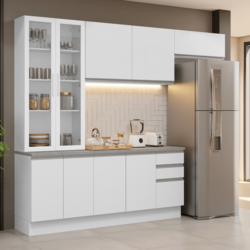 Armário de Cozinha Completa 270cm Branco Glamy Madesa 16