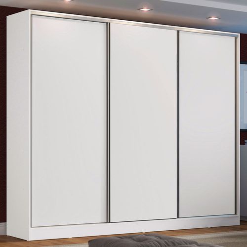 Guarda-Roupa Casal 100% MDF Madesa Zurique 3 Portas de Correr Branco