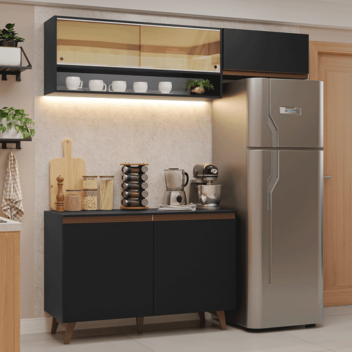Armário de Cozinha Compacta 190cm Preto Reims Madesa 07