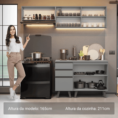 MIREY増力サイズセット Armário de Cozinha Compacta 4 peças MP3697.898 Veneza Preto