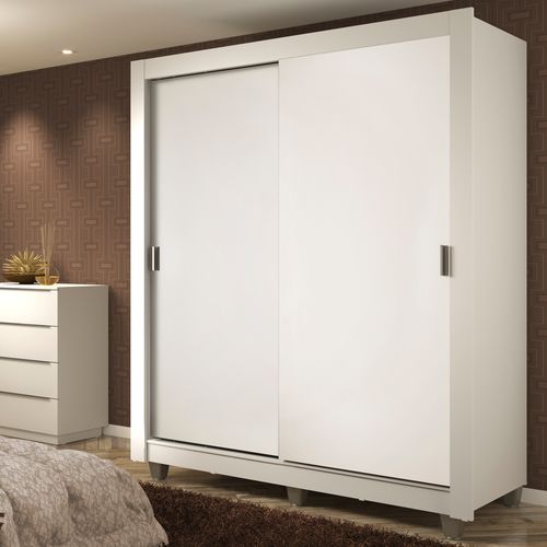 Guarda-Roupa Solteiro Madesa Dallas Plus 2 Portas de Correr 4 Gavetas com Pés Branco