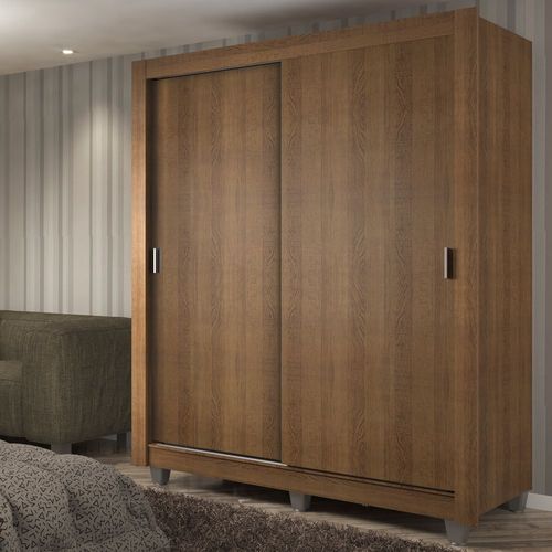 Guarda-Roupa Solteiro Madesa Dallas Plus 2 Portas de Correr 4 Gavetas com Pés Rustic