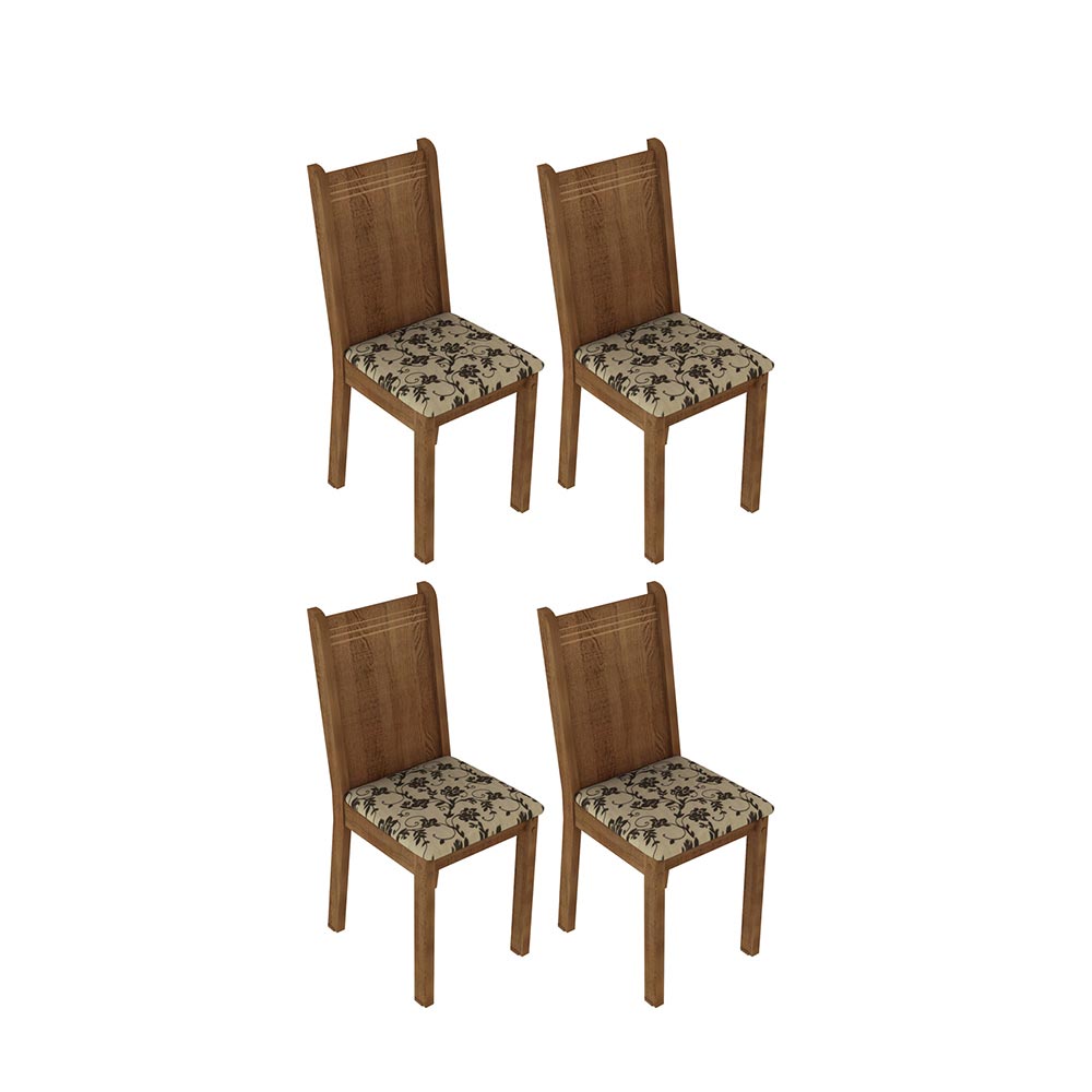 Kit 4 Cadeiras 4290 Madesa Rustic/Bege Marrom
