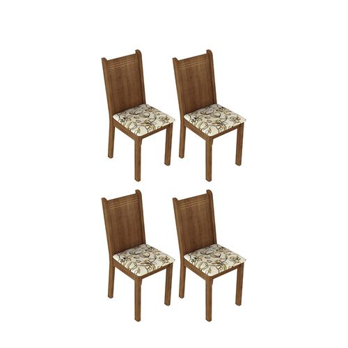 Kit 4 Cadeiras 4290 Madesa Rustic/Lírio Bege