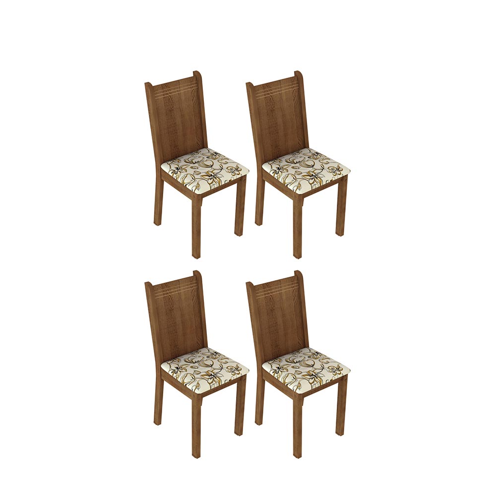 Kit 4 Cadeiras 4290 Madesa Rustic/Lírio Bege