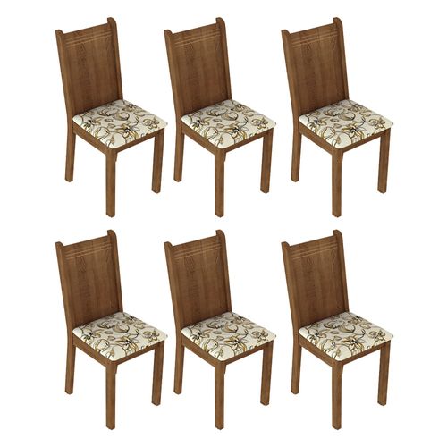 Kit 6 Cadeiras 4290 Madesa Rustic/Lírio Bege