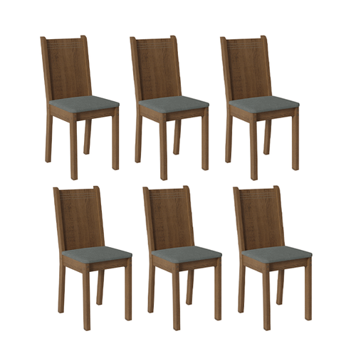 Kit 6 Cadeiras 4290 Madesa Rustic/Silver