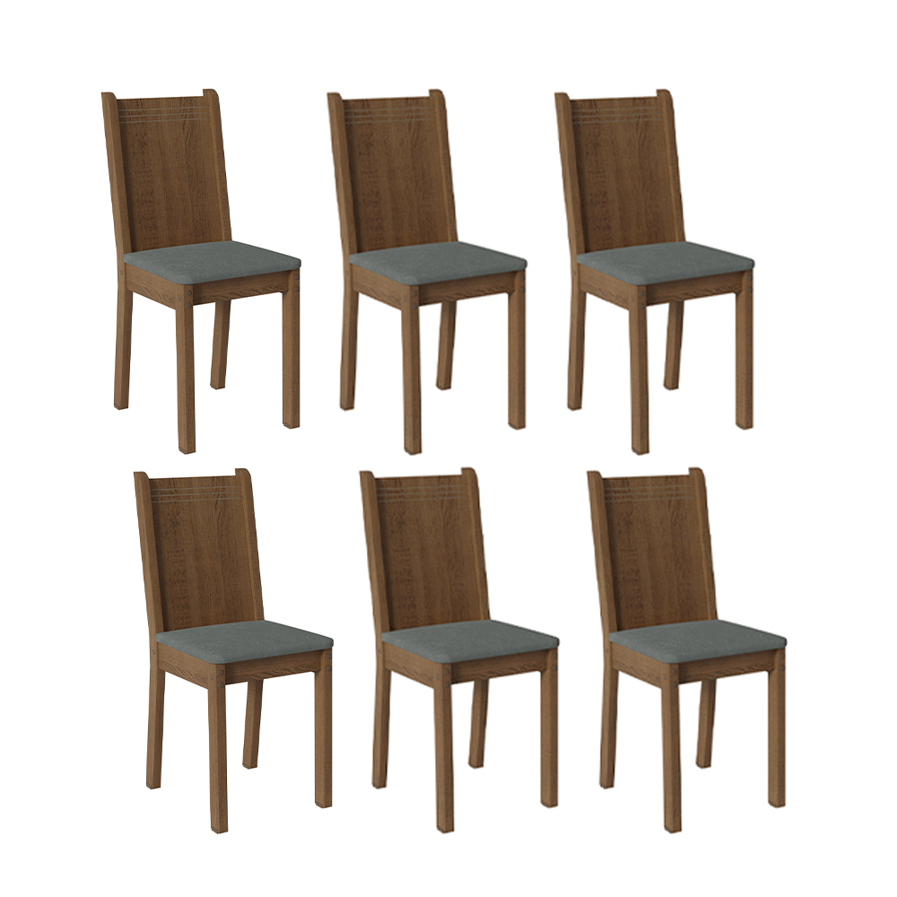 Kit 6 Cadeiras 4290 Madesa Rustic/Silver
