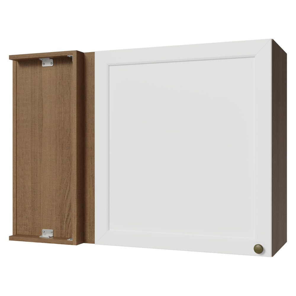 Armário Aéreo de Canto 1 Porta Rustic/Branco Vik Madesa