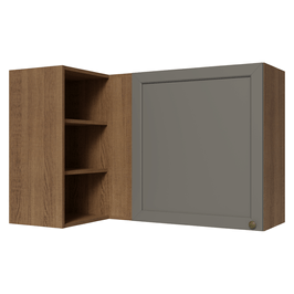 Armário Aéreo de Canto Para Linha 60 cm de Profundidade Rustic/Cinza Vik Madesa