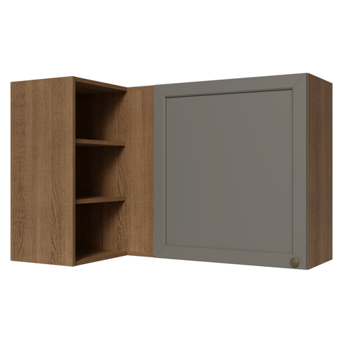 Armário Aéreo de Canto Para Linha 60 cm de Profundidade Rustic/Cinza Vik Madesa