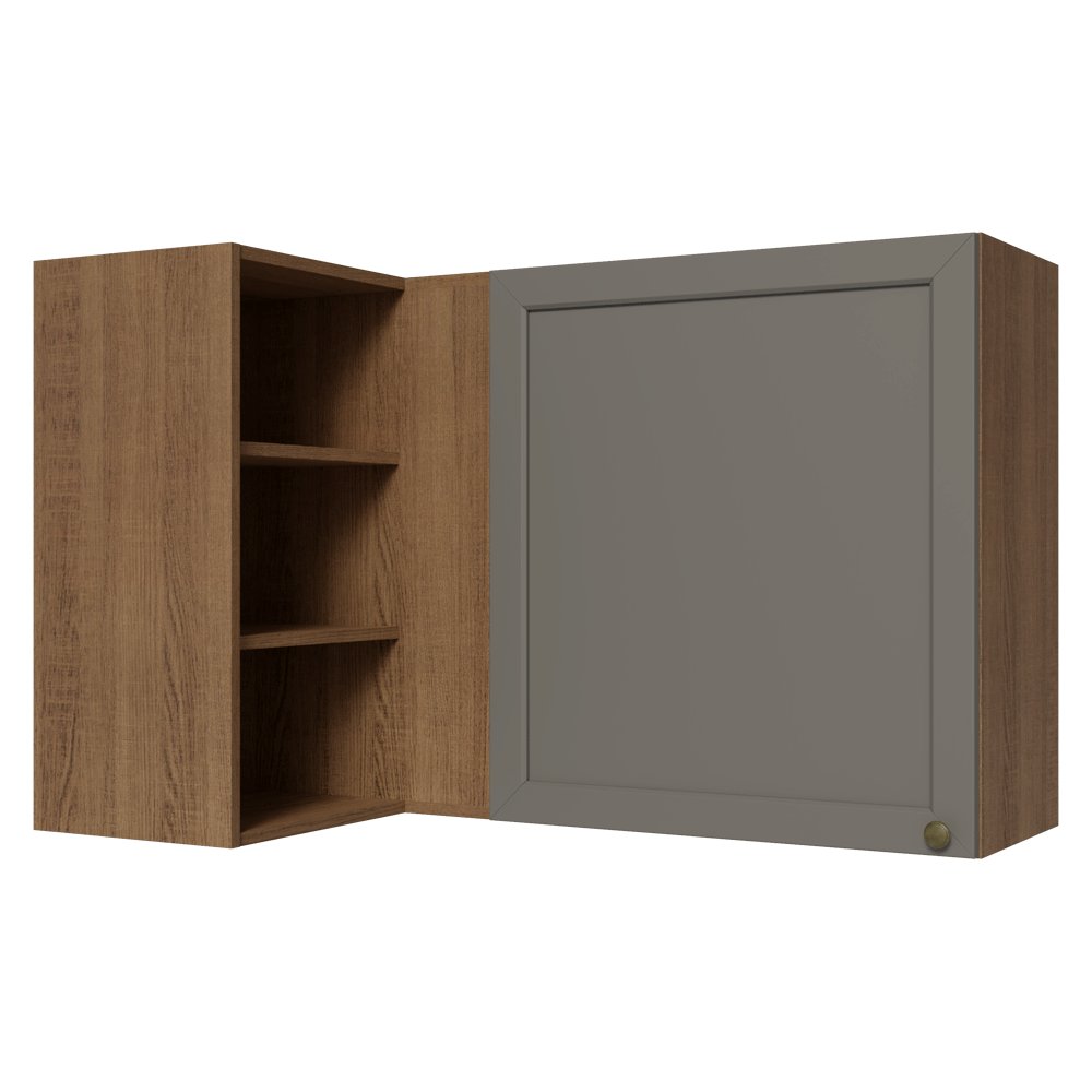 Armário Aéreo de Canto Para Linha 60 cm de Profundidade Rustic/Cinza Vik Madesa