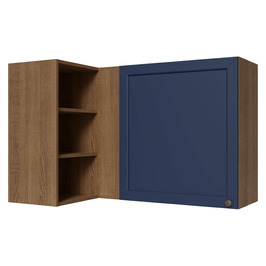 Armário Aéreo de Canto Para Linha 60 cm de Profundidade Rustic/Azul Vik Madesa