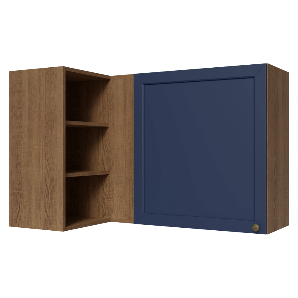 Armário Aéreo de Canto Para Linha 60 cm de Profundidade Rustic/Azul Vik Madesa