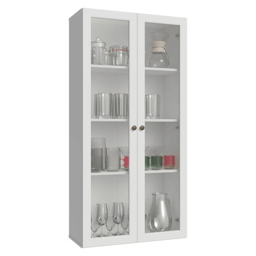 Cristaleira Suspensa 70 cm 2 Portas de Vidro Branco Vik Madesa