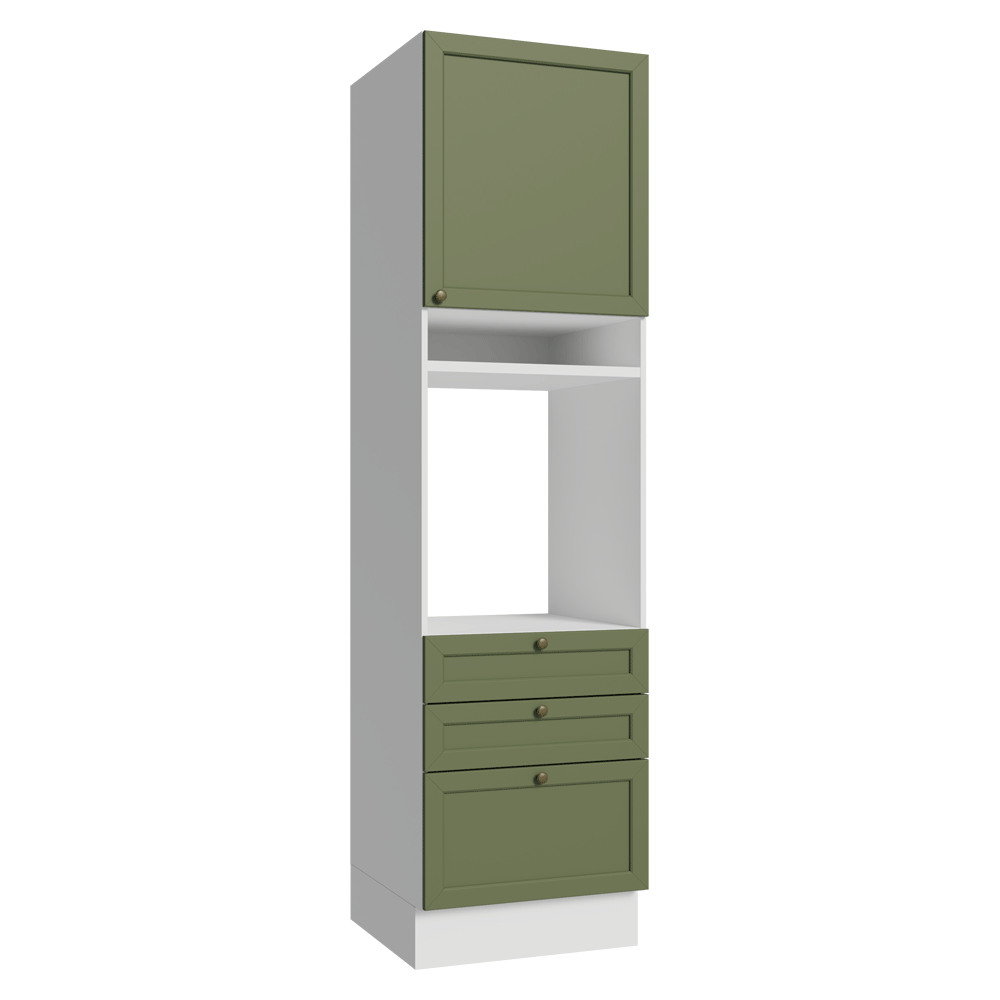 Torre Quente 60 x 60 cm 1 Porta 3 Gavetas Branco/Verde Vik Madesa
