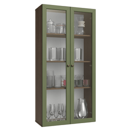 Cristaleira Suspensa 70 cm 2 Portas de Vidro Rustic/Verde Vik Madesa