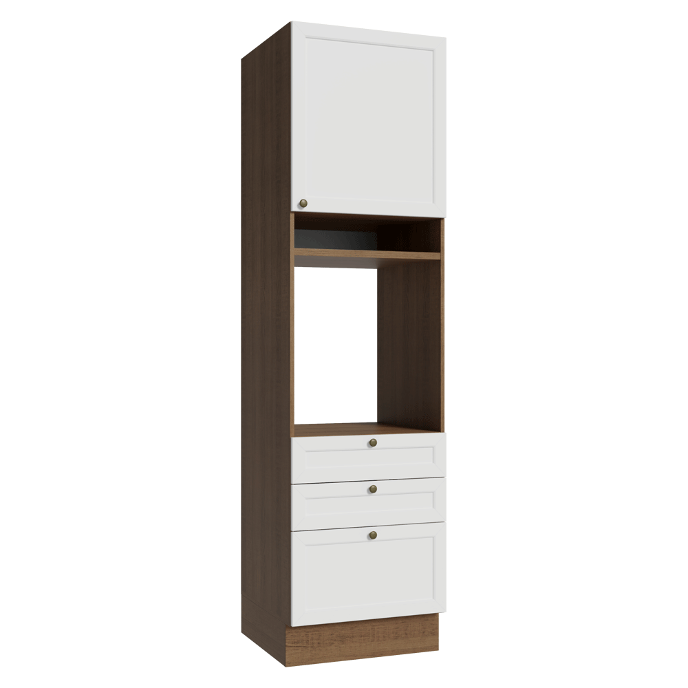 Torre Quente 60 x 60 cm 1 Porta 3 Gavetas Rustic/Branco Vik Madesa