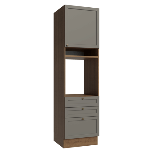Torre Quente 60 x 60 cm 1 Porta 3 Gavetas Rustic/Cinza Vik Madesa