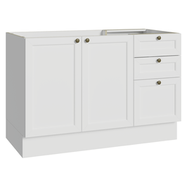 Balcão de Pia 120 x 60 cm 2 Portas 3 Gavetas (Sem Tampo) Branco Vik Madesa