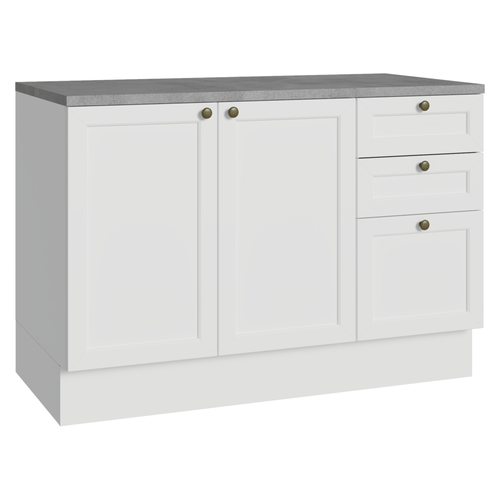 Balcão de Cozinha 120 x 60 cm 2 Portas 3 Gavetas (Com Tampo) Branco Vik Madesa