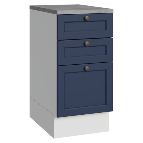Balcão de Cozinha 40 x 60 cm 3 Gavetas (Com Tampo) Branco/Azul Vik Madesa
