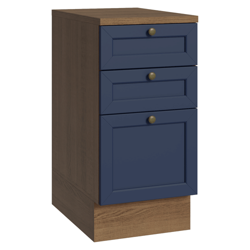 Balcão de Cozinha 40 x 60 cm 3 Gavetas (Com Tampo) Rustic/Azul Vik Madesa